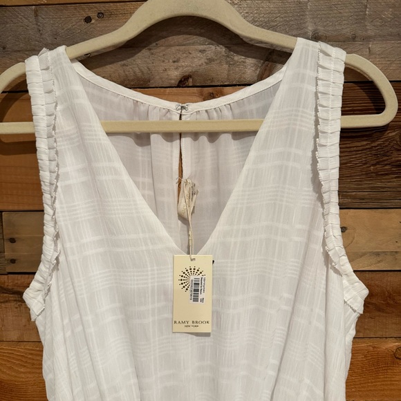 NWT Ramy Brook Kris Plaid Smocked Waist Mini Dress Or Swim Cover White Size L - Picture 5 of 15